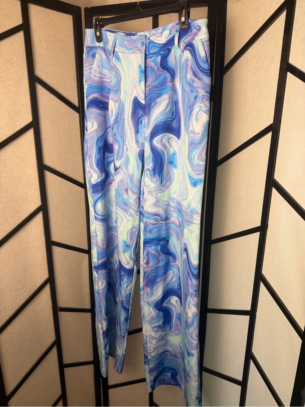 Boohoo Blue Purple Swirl Print Top